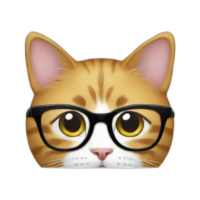 Cat with glasses works on the laptop sticker