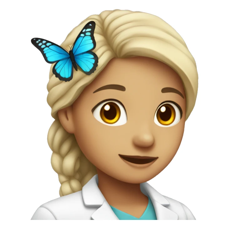 girl with lab coats with butterfly  sticker