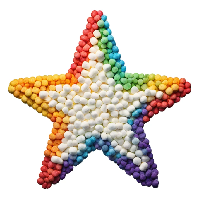Shining rainbow star made of marshmallows sticker