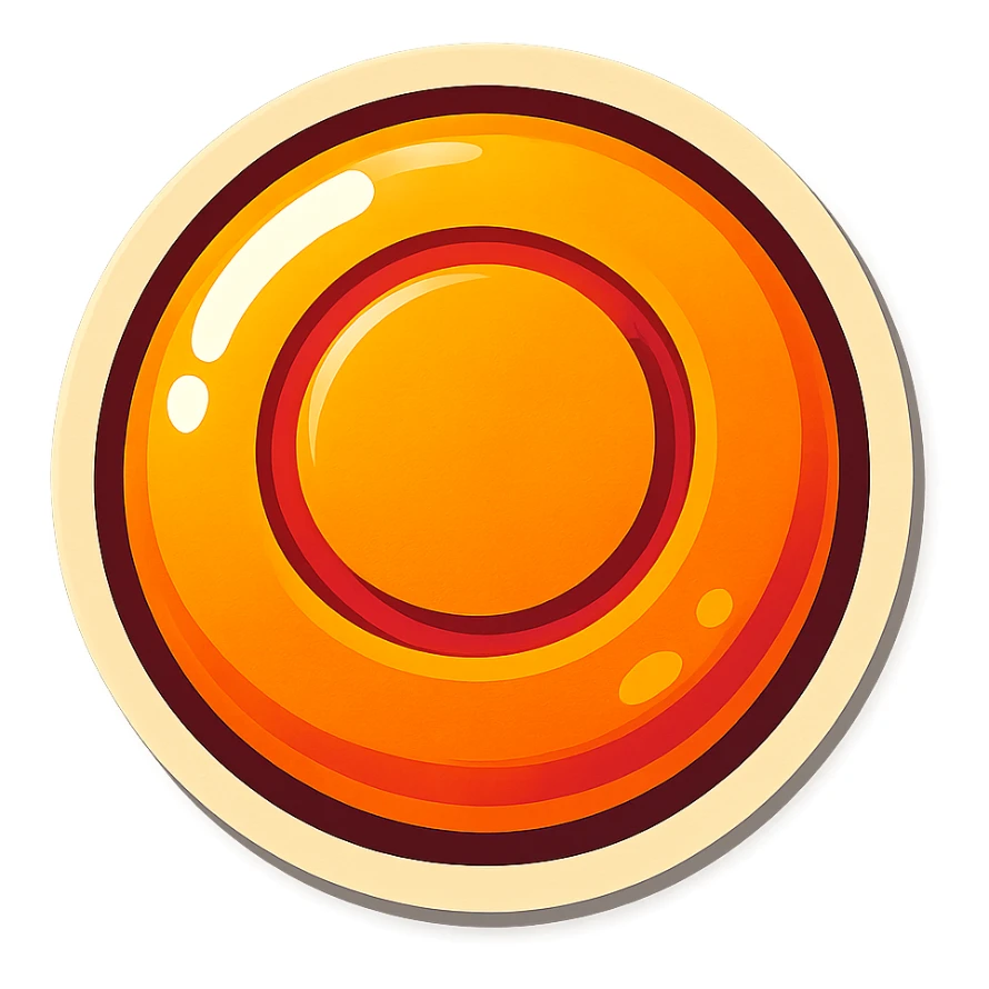 retro sticker style icon of a dalgona candy with a circle shape pressed in the center, playful and bold sticker