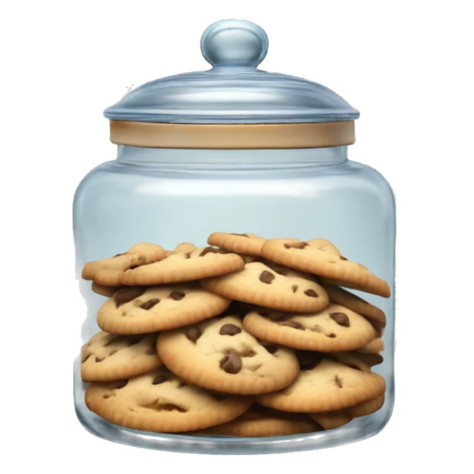 Realistic rococo glass cookie jar with lid full of cookies isolated.  sticker