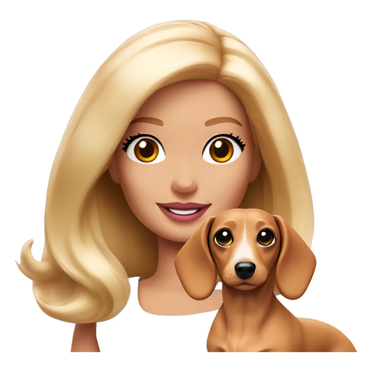 Barbie with white Dachshund close up sticker
