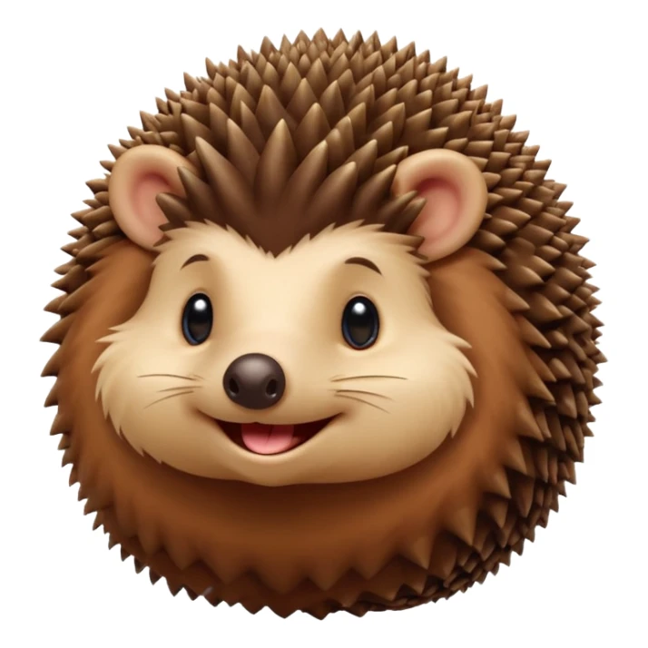 A round hedgehog with a small fuzzy beard puff under its nose, smiling shyly while holding a tiny acorn.



















 sticker