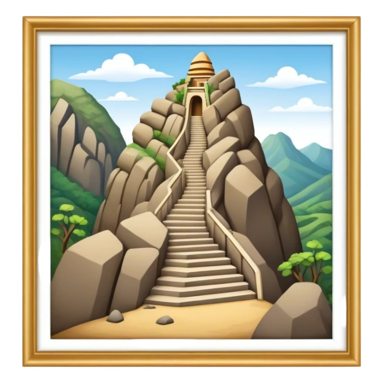 Guatapé Rock Landmark Emoji – Depicting the monolithic rock with its zigzagging staircase. sticker
