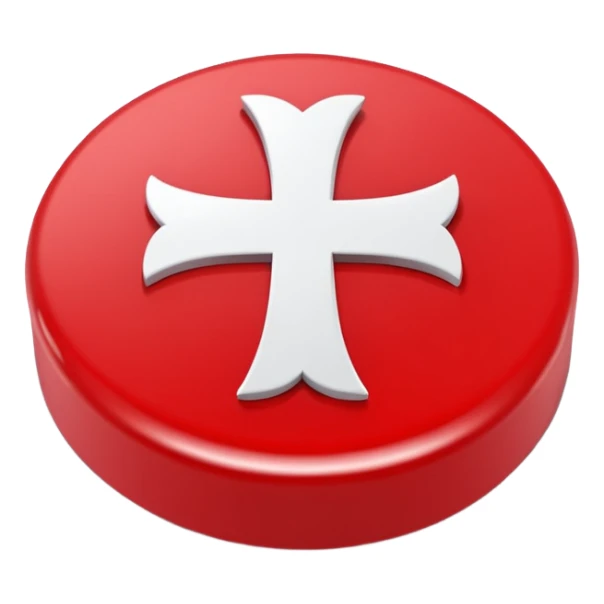 Red circular cross icon, white X symbol in center, glossy 3D button style, smooth surface, soft shadow, minimal design, centered composition, high resolution sticker