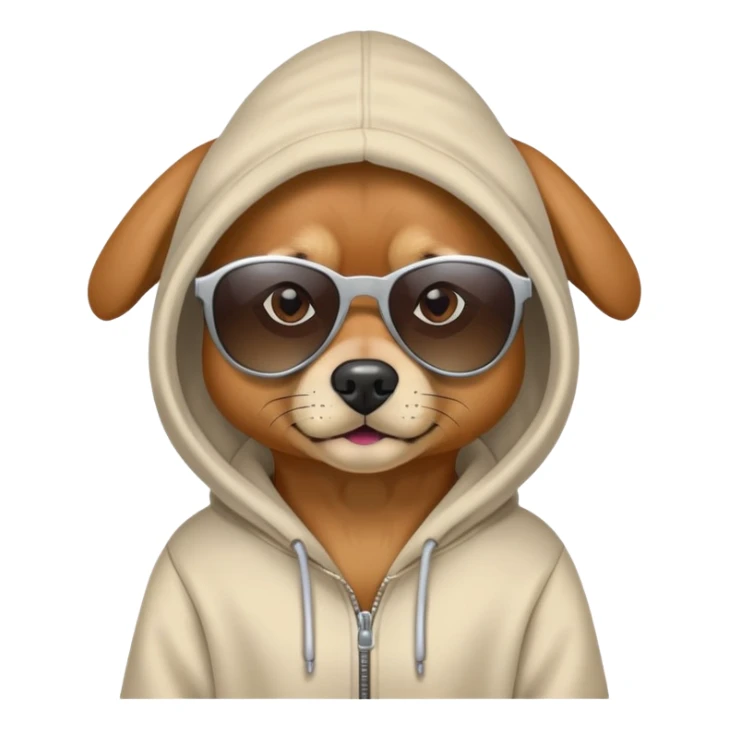 dog wearing a hoodie with sunglasses  sticker