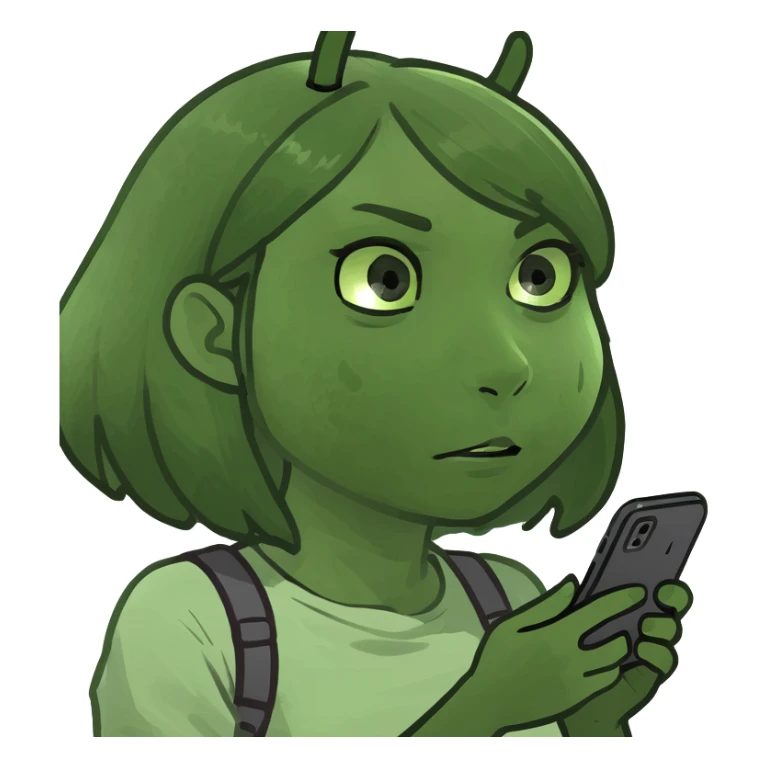 Girl playing games on her phone sticker