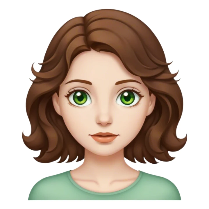 pale woman with wavy medium-brown hair and green brown eyes  sticker