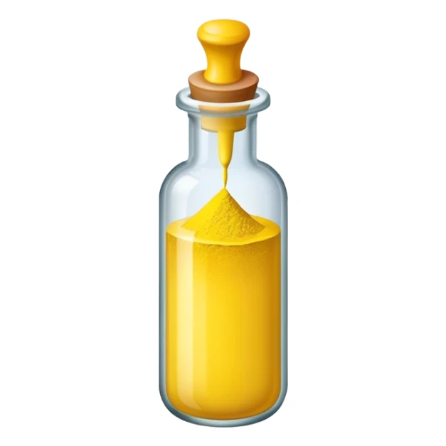 a vial of yellow powder pigment sticker
