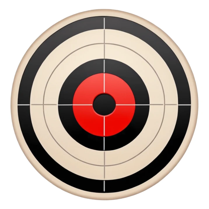 Paper target that has been shot with multiple black holes in the center sticker