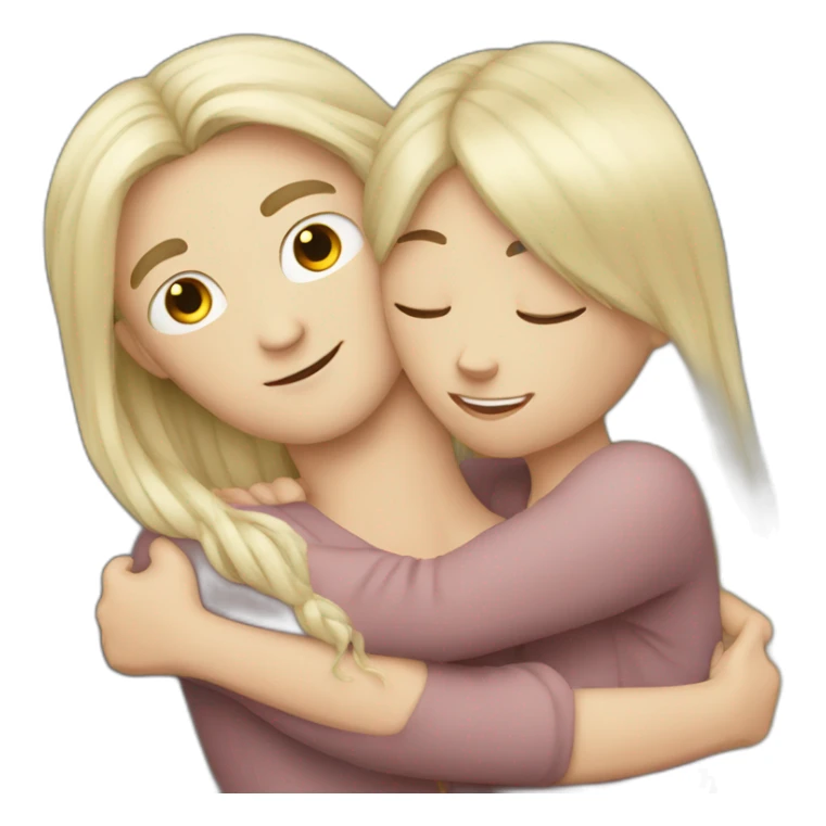 white skin long hair guy is hugging a girl sticker