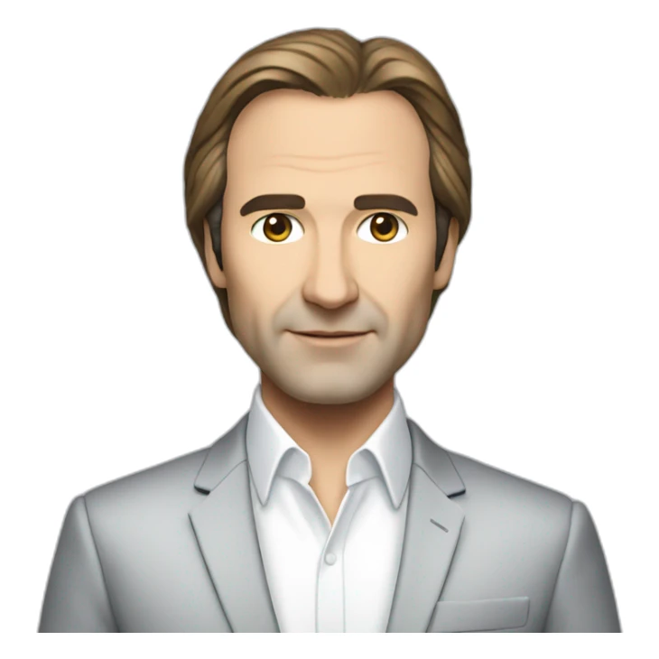 Xavier Niel from Free face with white tee-shirt and blazer sticker