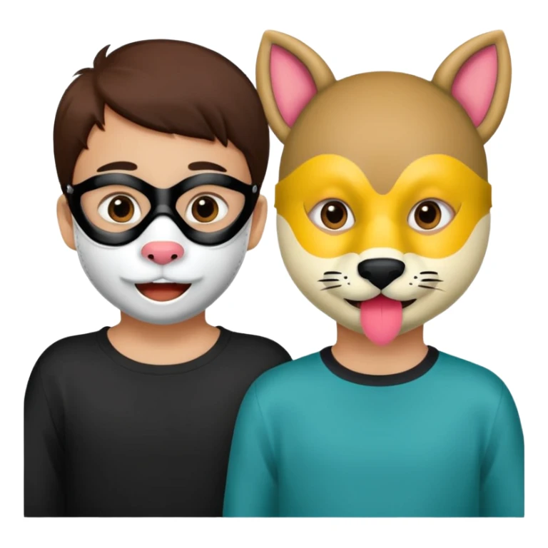 kids wearing animals design mouth mask sticker