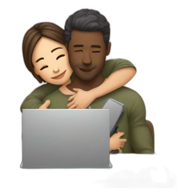 Husband hugging laptop not wife  sticker