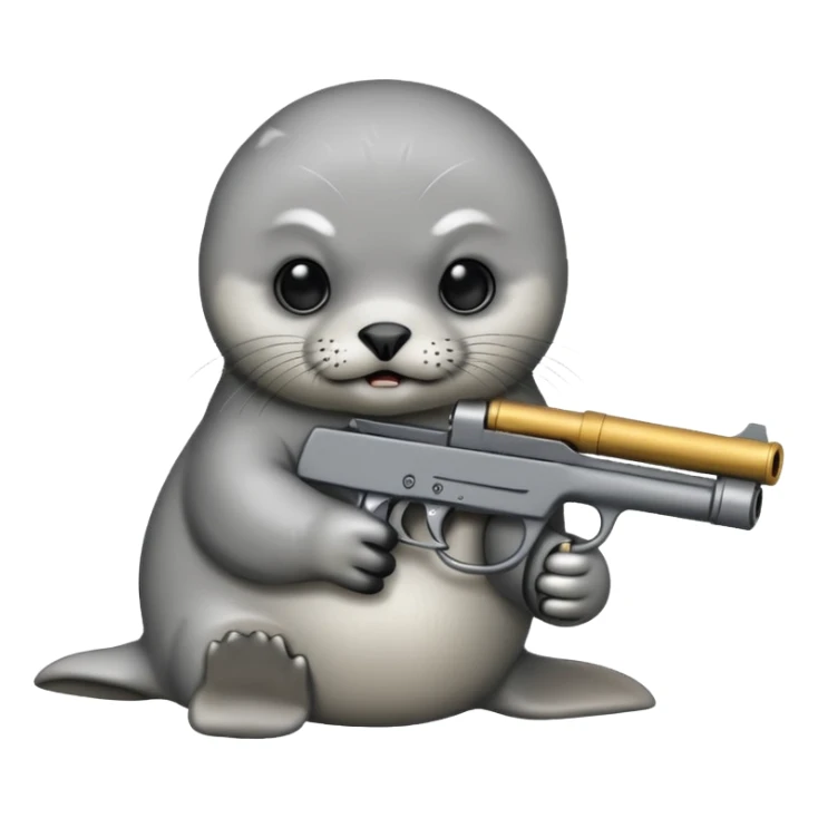 Angry baby seal with a gun sticker