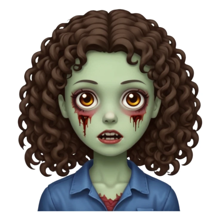 zombie brunette girl with curly, almost straight hair big sticker