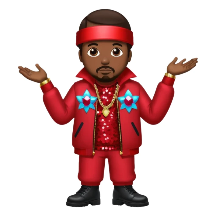 Big Boi from Outkast with dark brown hair, red sequin outfit sticker