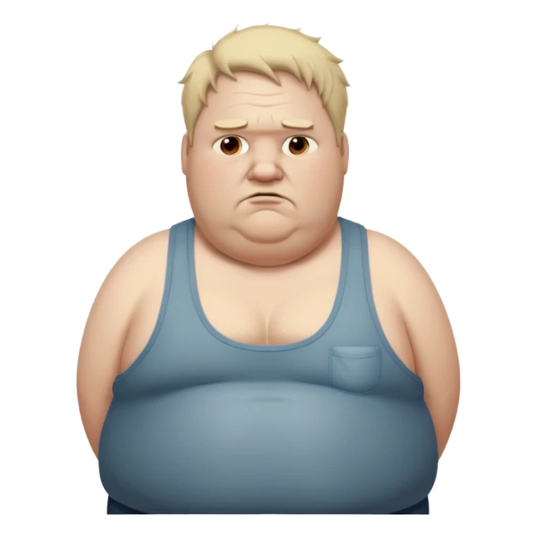 extremely morbidly obese middle aged white man in wifebeater with  dirty appearance. His hair is very greasy and he looks lazy and uncaring sticker