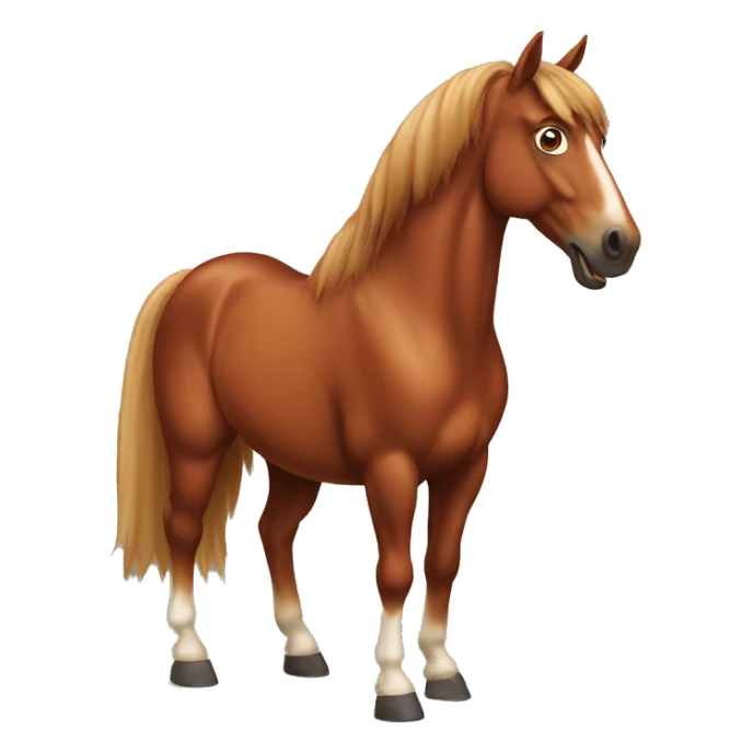 chestnut horse with silly face sticker