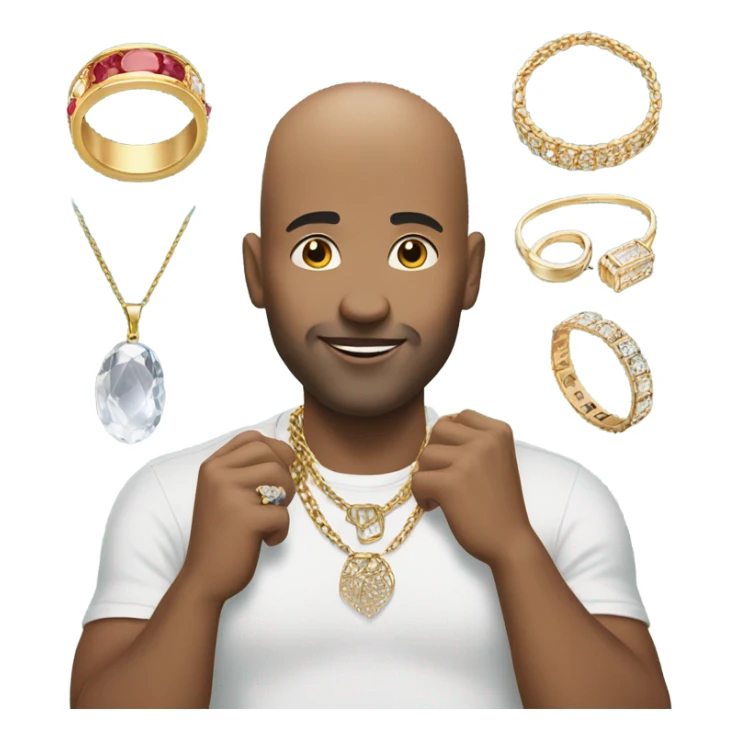 bald man outdoors with jewelry sticker