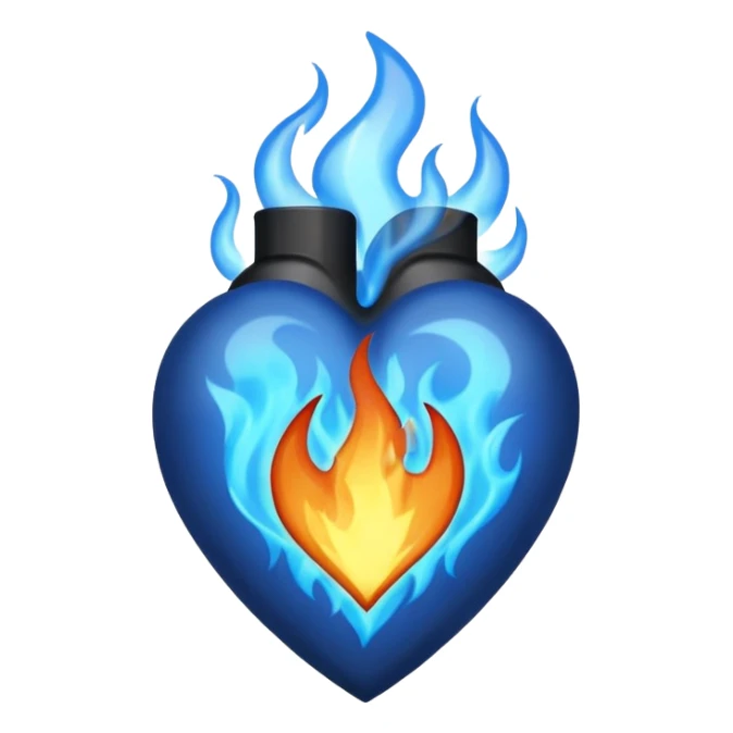 make exactly the emoji like"❤️‍🔥" but the heart is black and flames are blue sticker