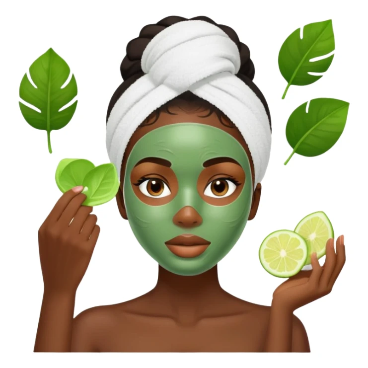 Black girl applying face mask skincare sticker