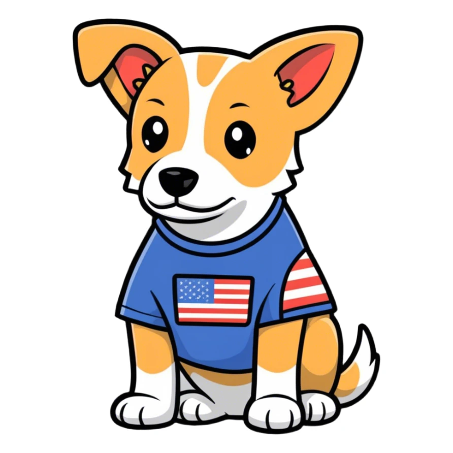 Dog wearing usa shirt sticker