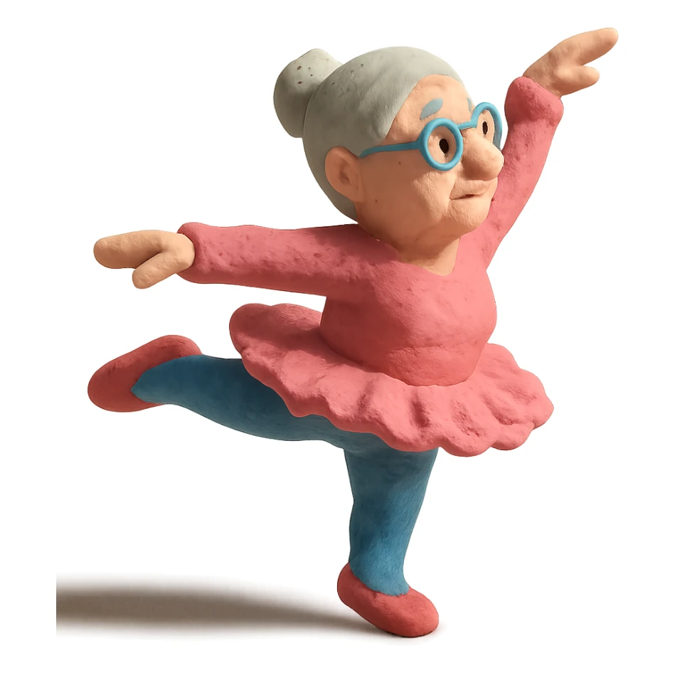 grandma in a pink tutu, mid-ballet move sticker