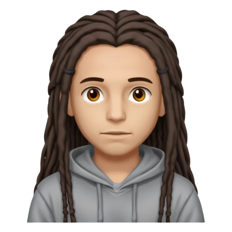 Lightskin with brown eyes and dark brown long dreads with a lining in the front sticker