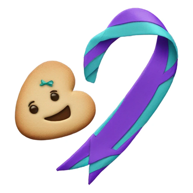 Purple teal Suicide awareness ribbon, heart cookie sticker