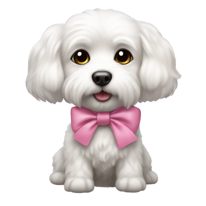 Small-eyes coton white dog with pink bow  sticker