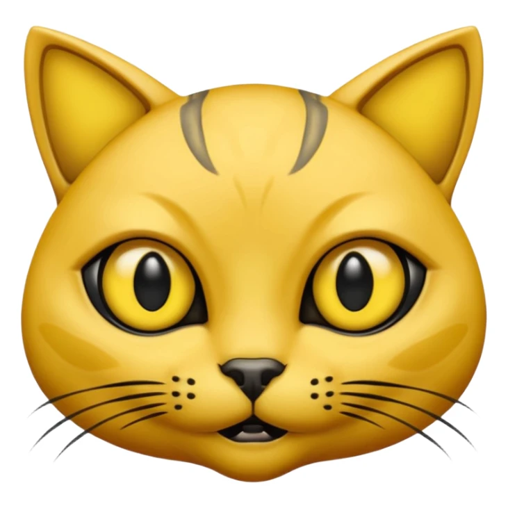 furless dark yellow alien cat face with ailen eyes sticker