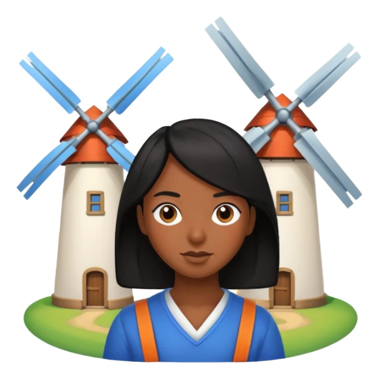 Black Hair People with  Windmills sticker