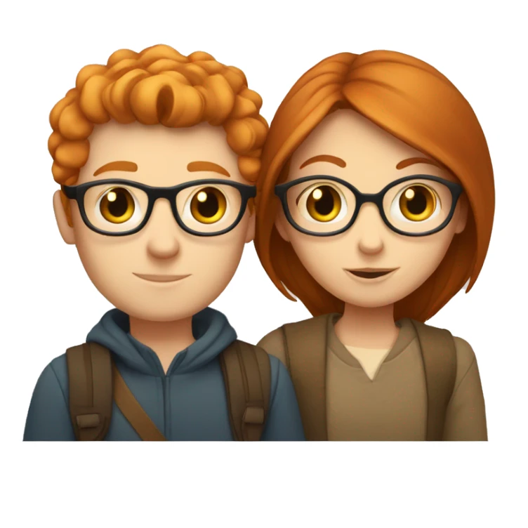 Ginger haired white girl and brown haired white boy with glasses hugging  sticker