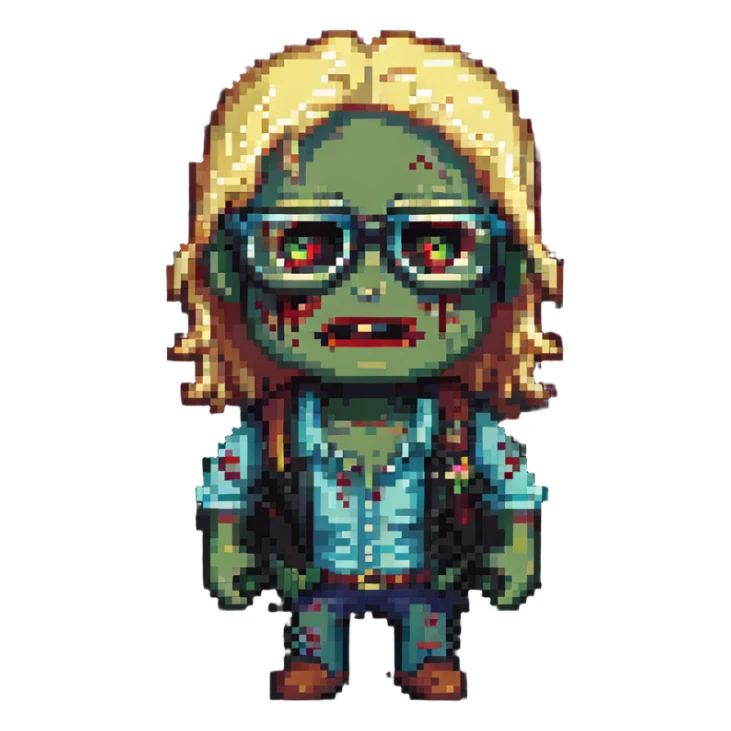 zombie with blond hair and glasses sticker