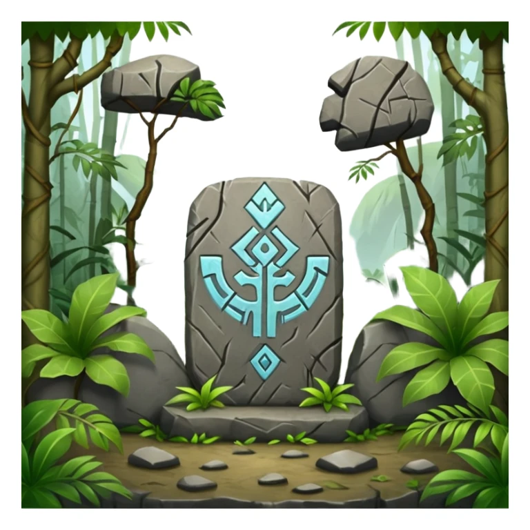 Stone Tablet – Carved gray slab with ancient runes in jungle sticker