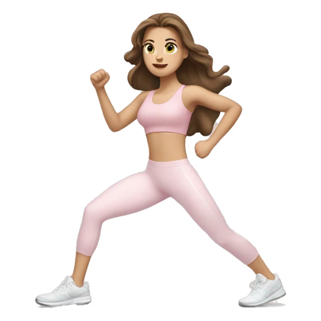 Brown hair white girl  in light pink clothes exercising sticker