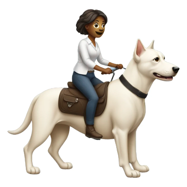 A Woman riding on a dog  sticker