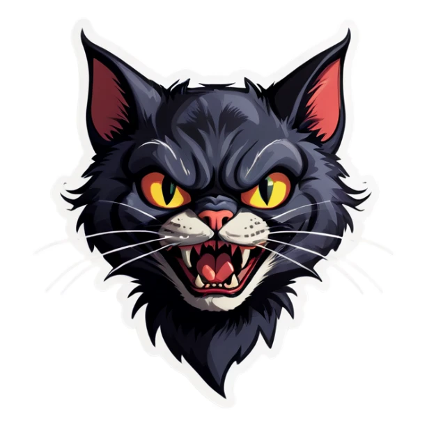Realistic evil looking cat up to no good. Make it look less like a sticker sticker