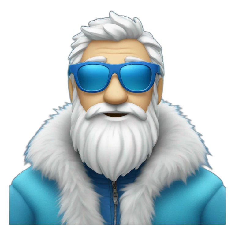 cool Father Frost in sunglasses glasses in a blue fur coat sticker