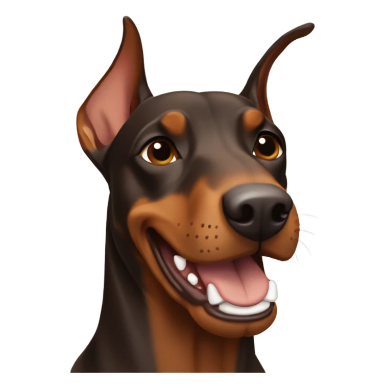 Different shades of brown Doberman without cropped ears looking forward and happy  sticker
