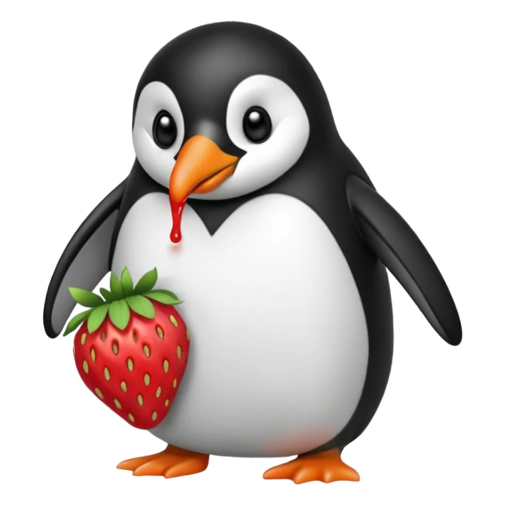 Penguin eating strawberry sticker