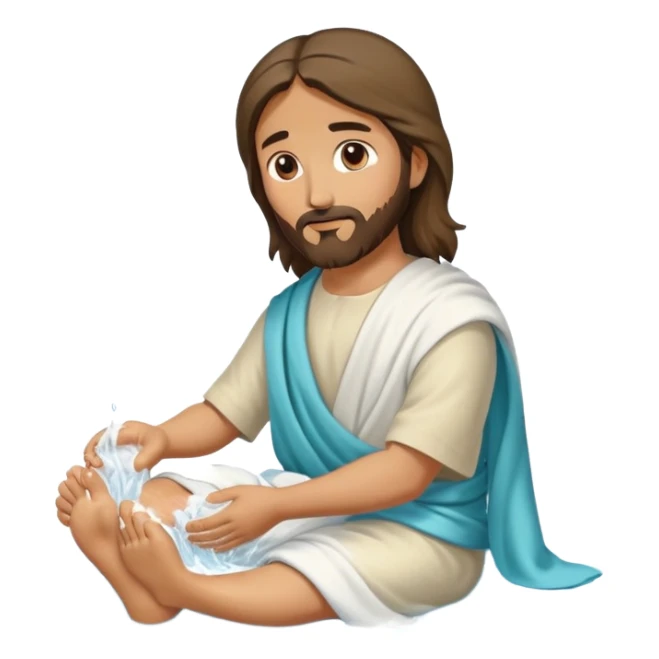 Jesus washing feet sticker
