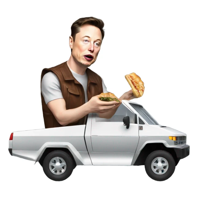 Elon Musk eating a cybertruck sticker