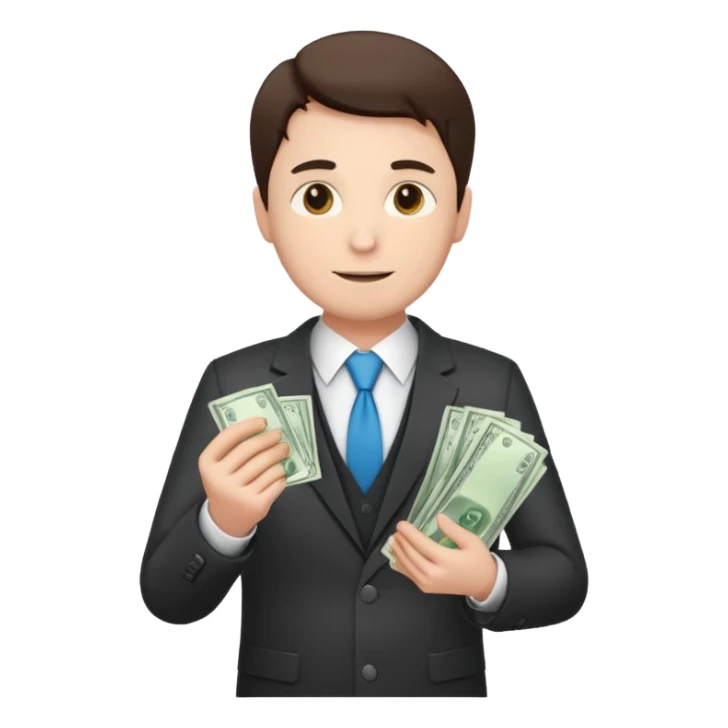 CEO with money in his hands donating to hospital sticker