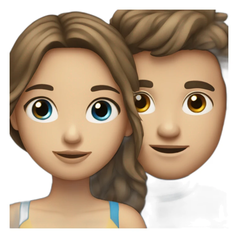 Brunette couple (girl  boy)with blue eyes  sticker