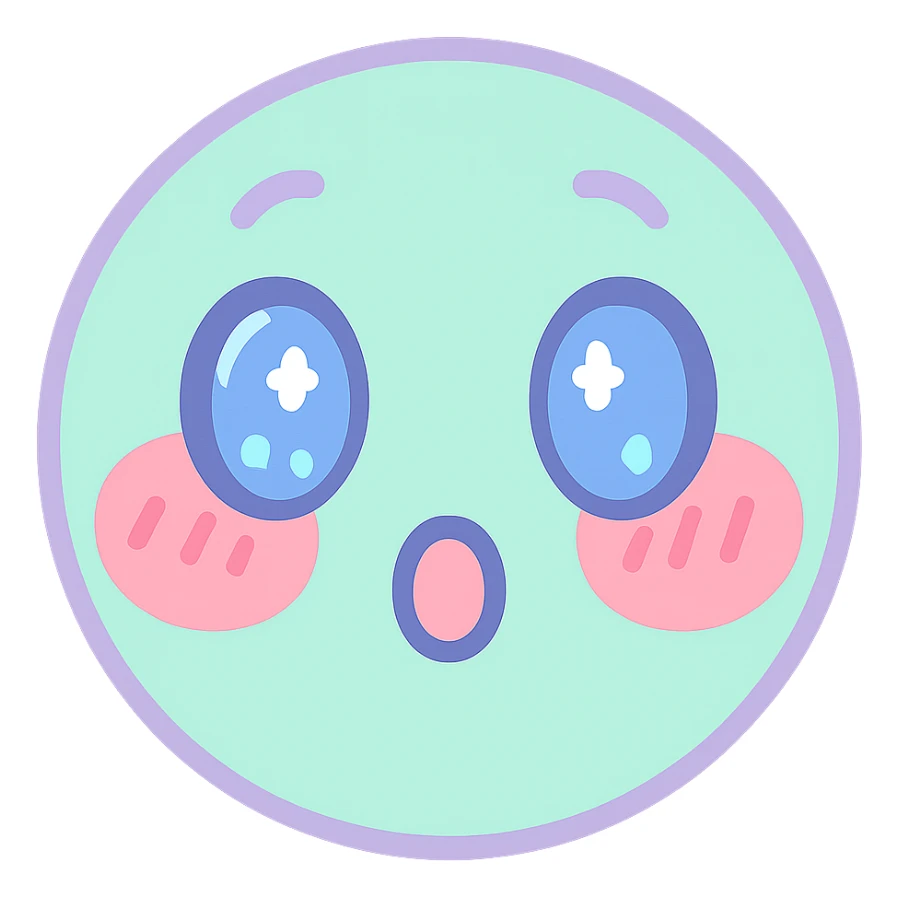 emoji rougissant et surpris, style kawaii sticker