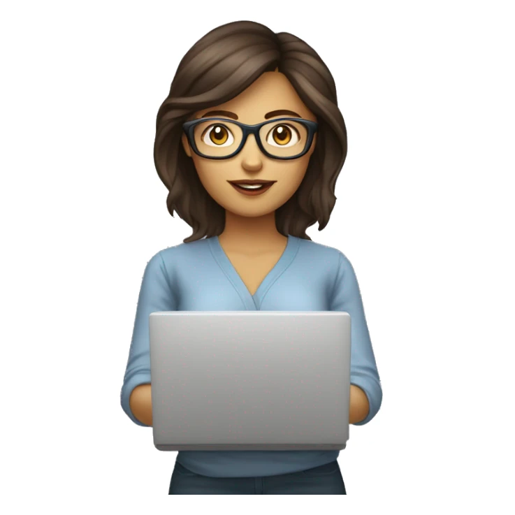 femmes brune coupe au carrée et lunette sur un ordinateur sticker