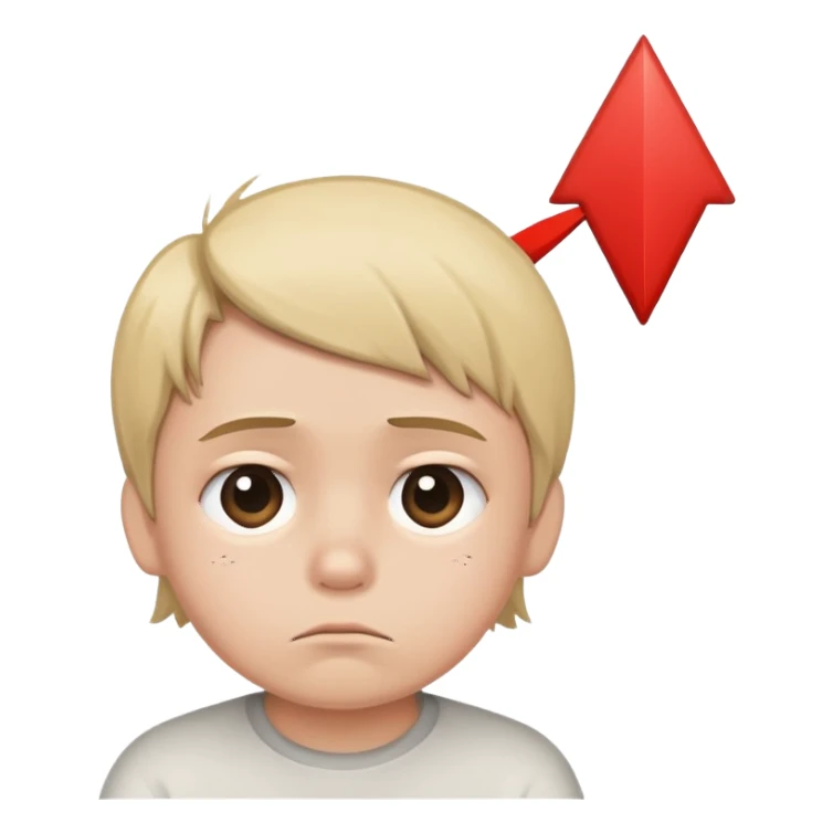 a small person with drooping shoulders and a downward-pointing arrow above their head sticker