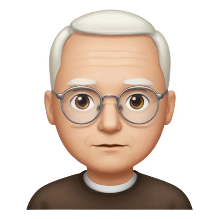 chauve cheveux blanc visage rond lunette gros sourcils sticker